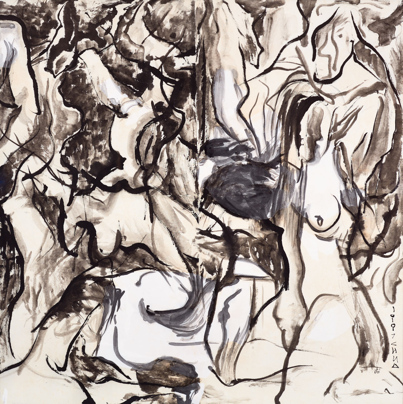 Homage to De Kooning - Nude in Landscape