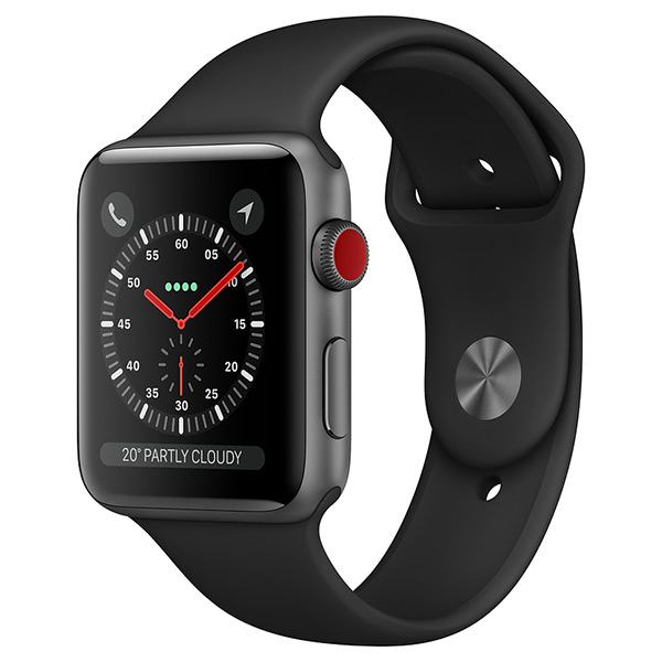 Apple Watch Series 3 GPS Cellular Space Grey Aluminium Case With Black  Sport Band_A