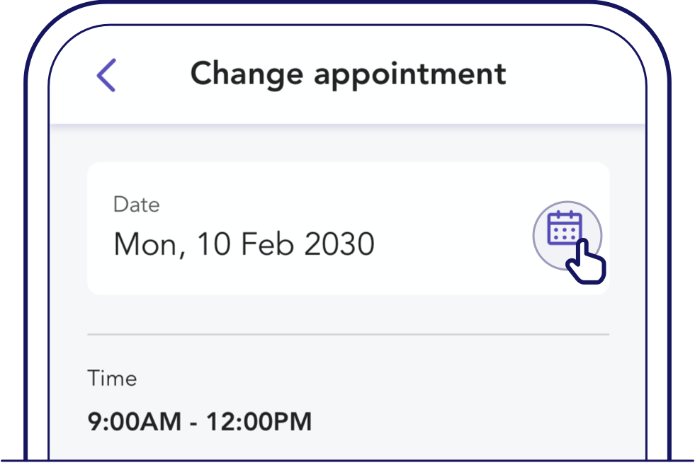 Tap on calendar icon to change Singtel installation/relocation appointment - Singtel broadband support