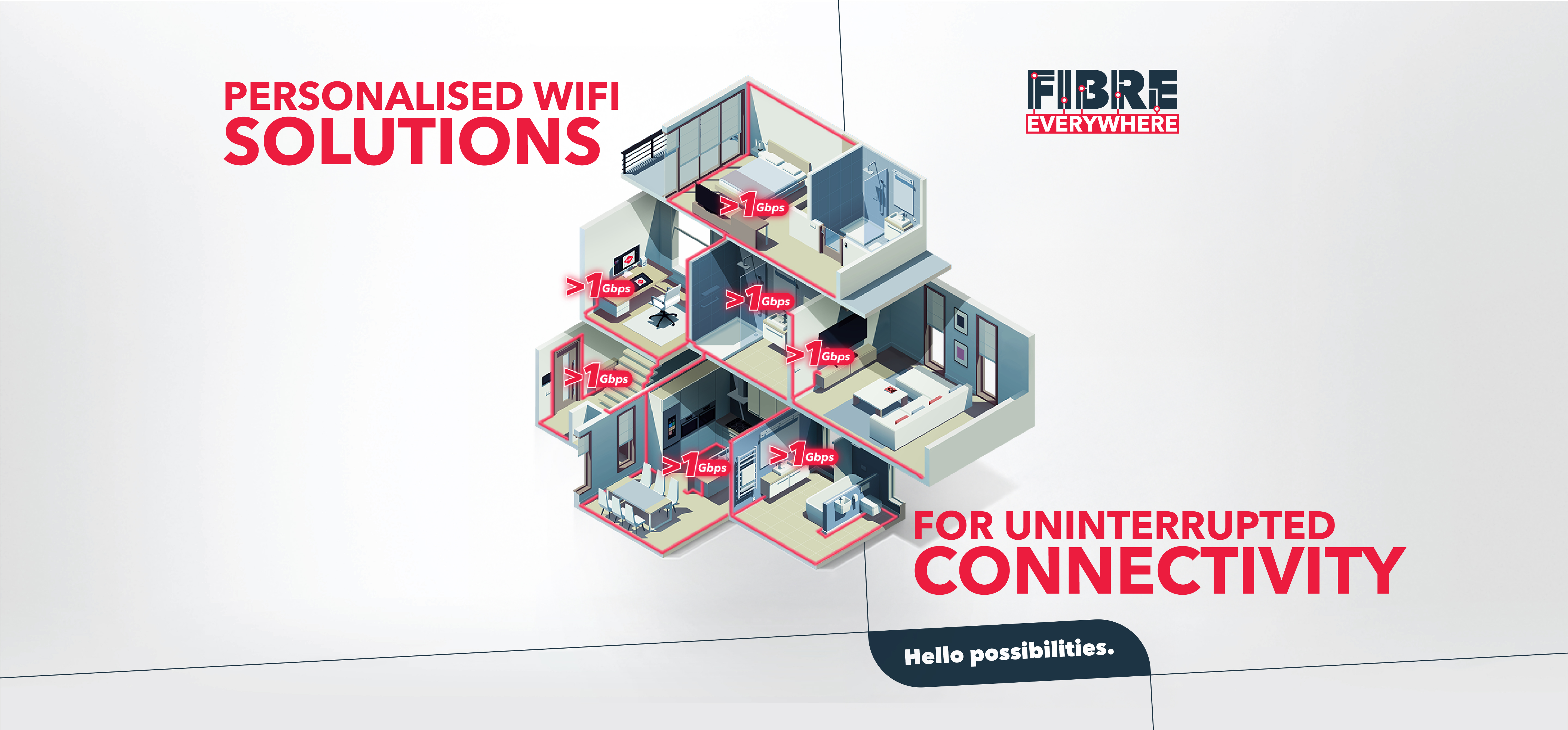 Personalised WiFi solutions for uninterrupted connectivity. Hello possibilities.