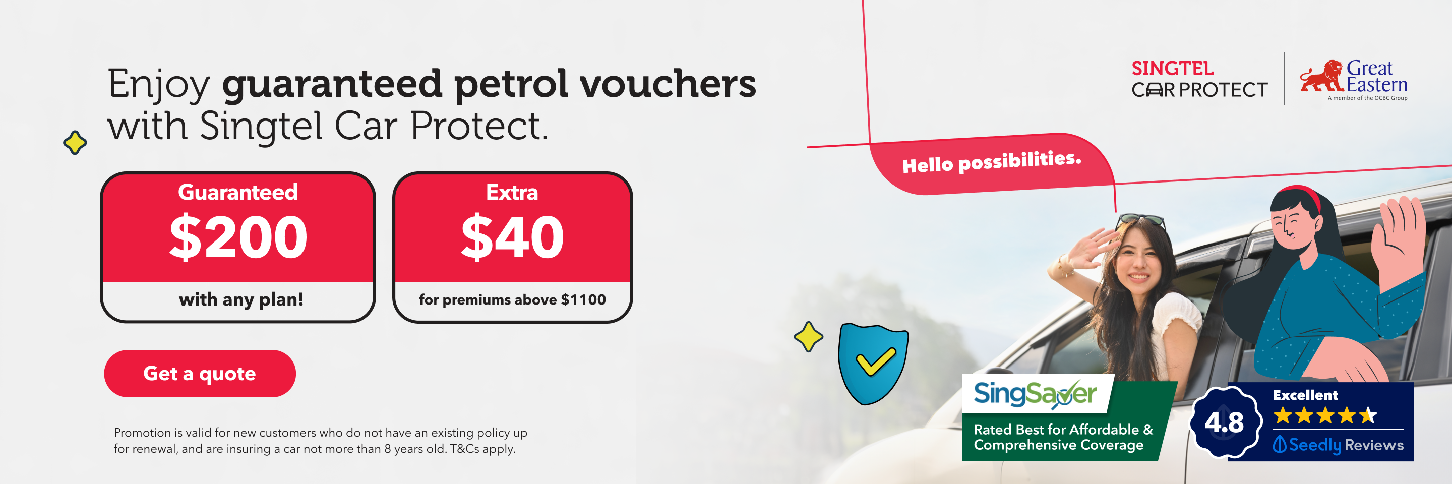 Singtel Car Protect - Guaranteed $200 petrol vouchers + extra $40 