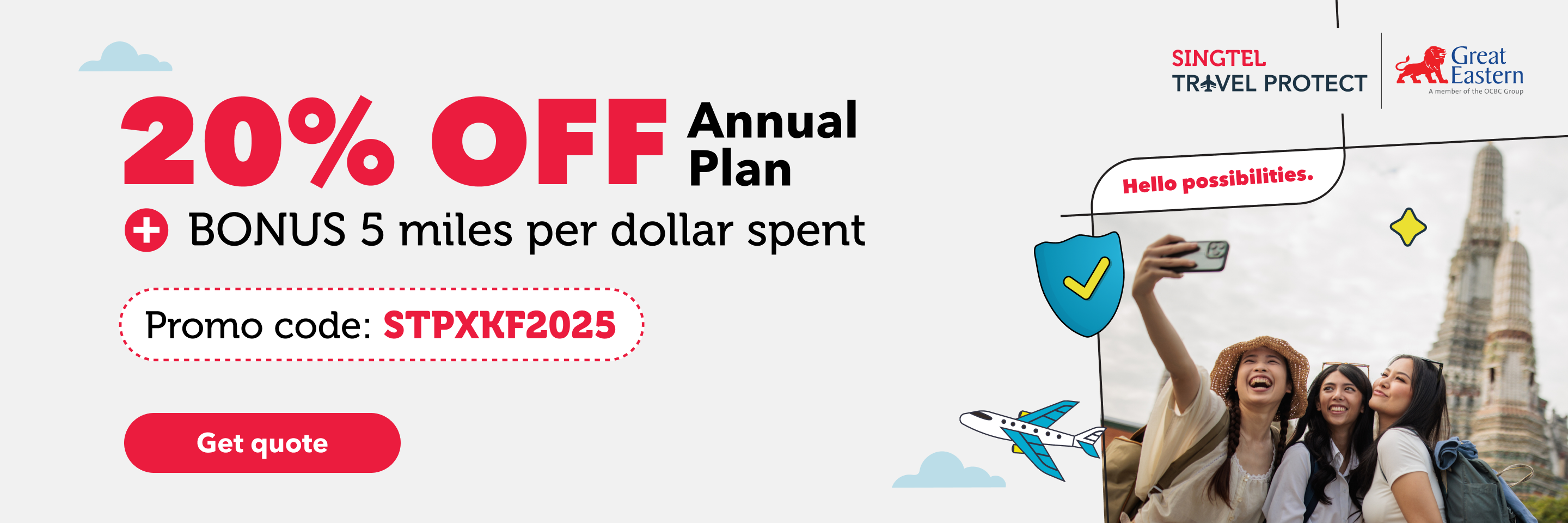 Singtel Travel Protect - 55% off Single Trip Plans