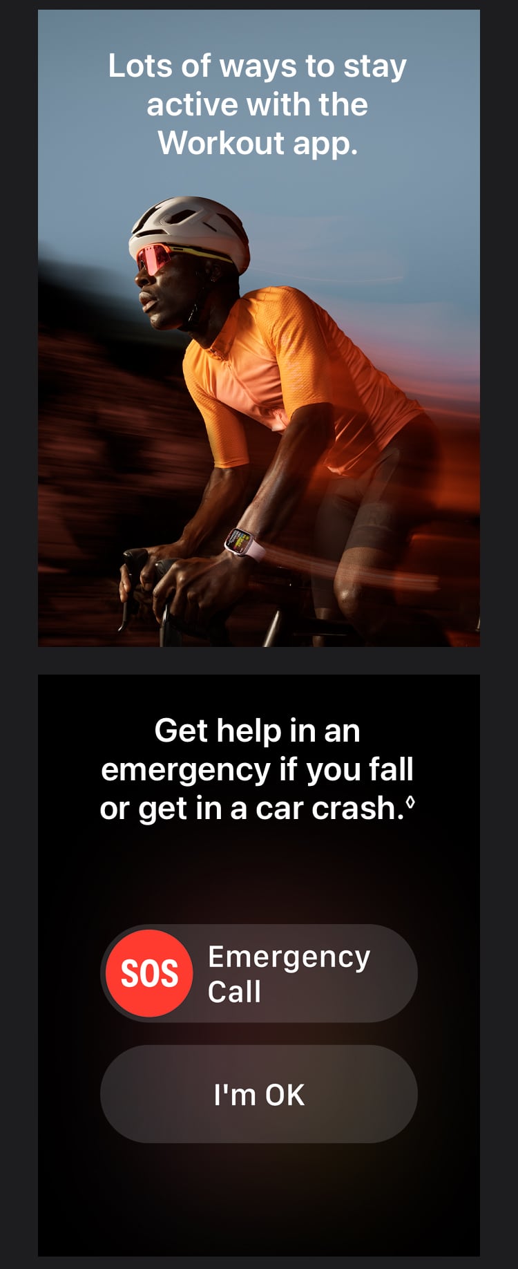 Stay active with the workout app, and get emergency assistance for falls or crashes - Singtel Apple Watch Series 9