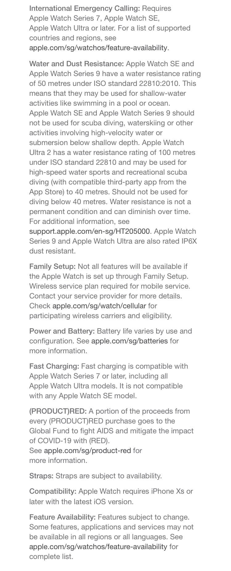 Legal Disclaimers for Apple Watch Series 9