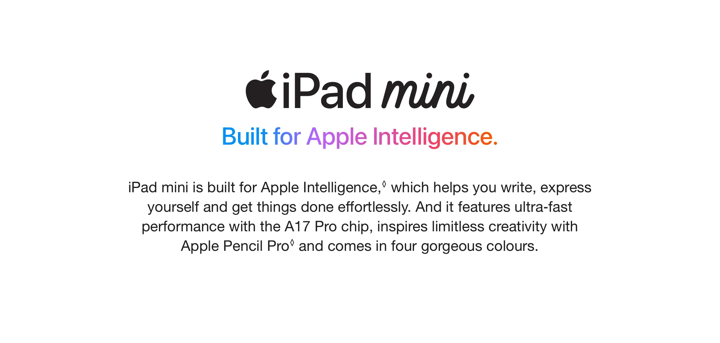 iPad mini Built for Apple Intelligence.
