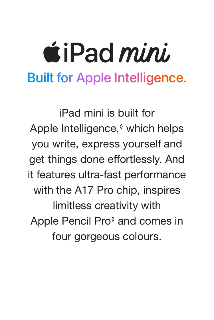 iPad mini Built for Apple Intelligence.