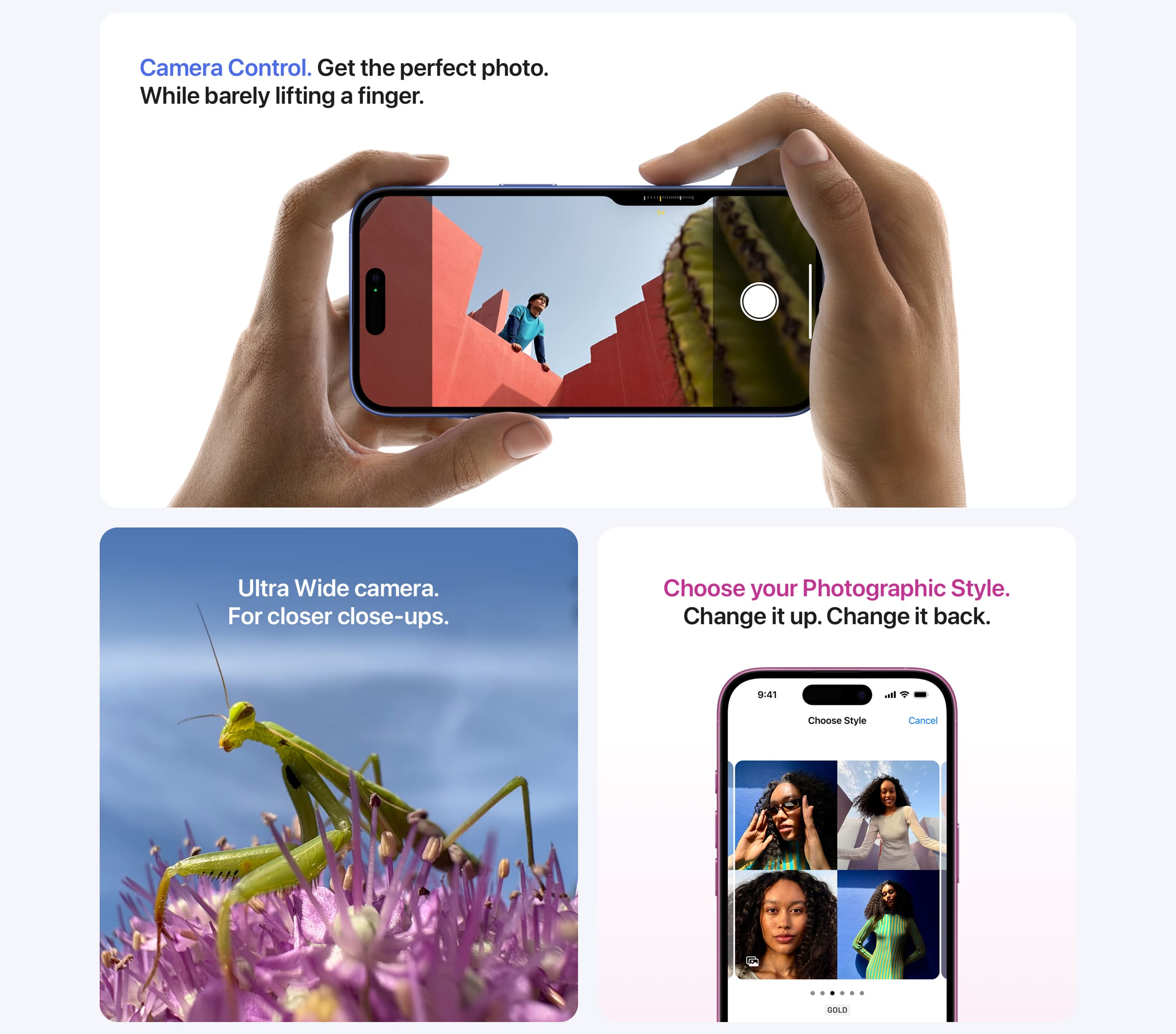 iPhone 16: Camera Control, Ultra Wide camera, various photographic styles to choose from - Singtel