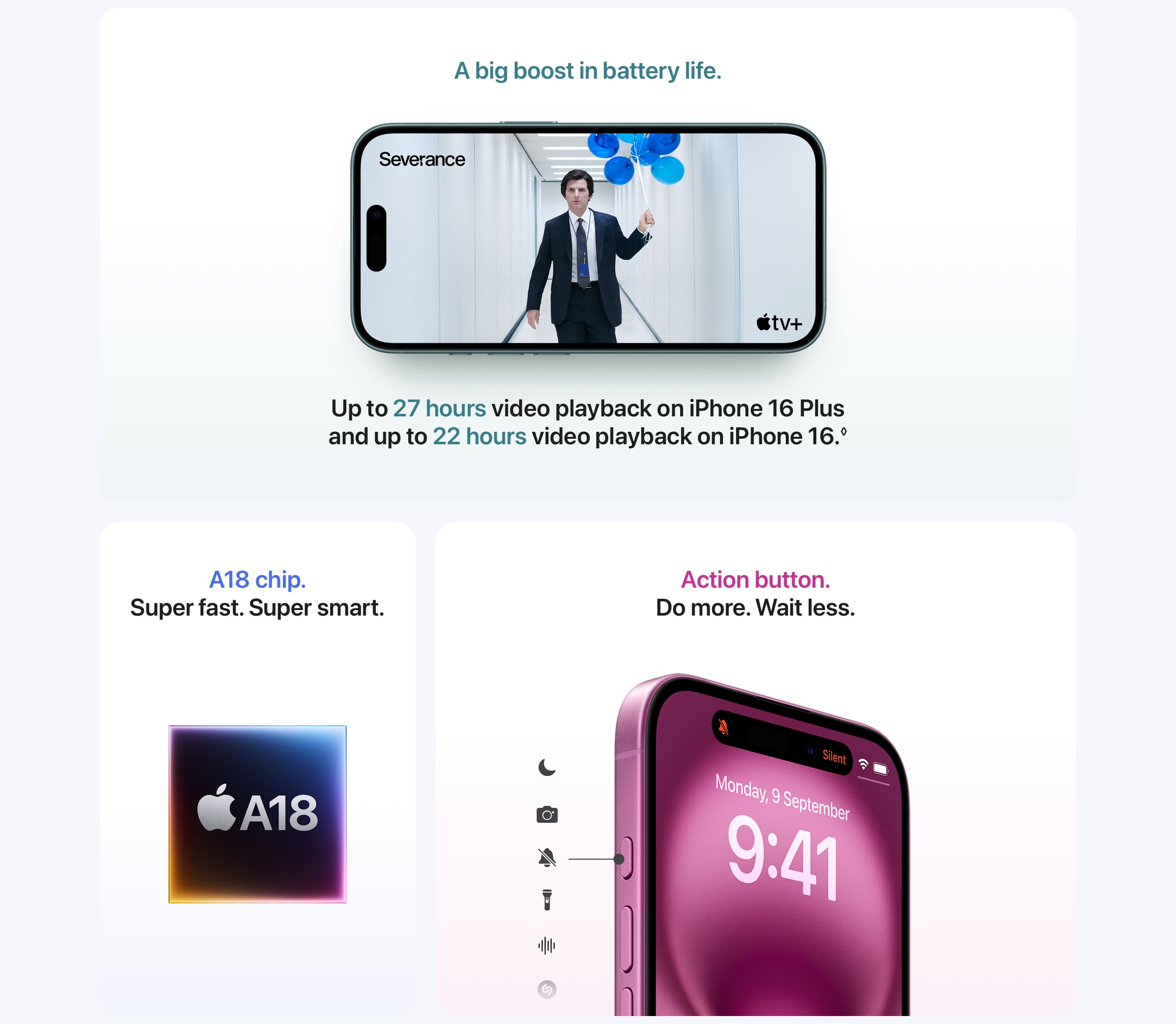 iPhone 16: boost in battery life, powerful A18 Chip, brand new action button - Singtel