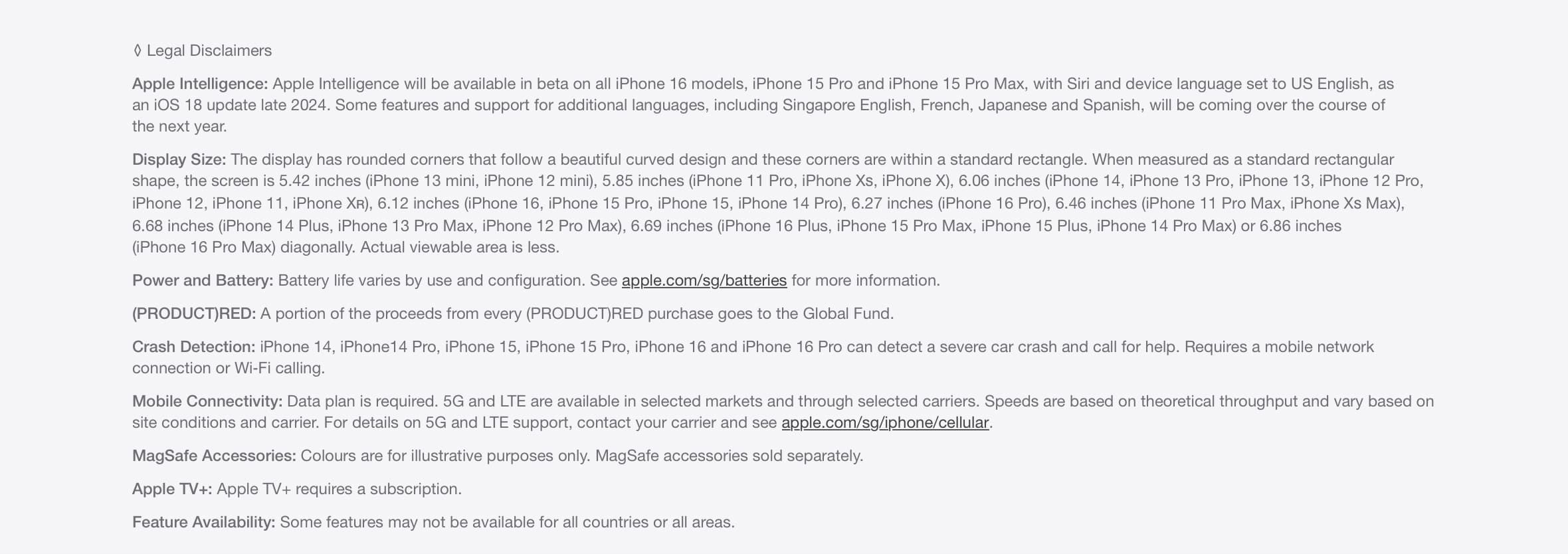 iPhone 16 - Legal Disclaimers