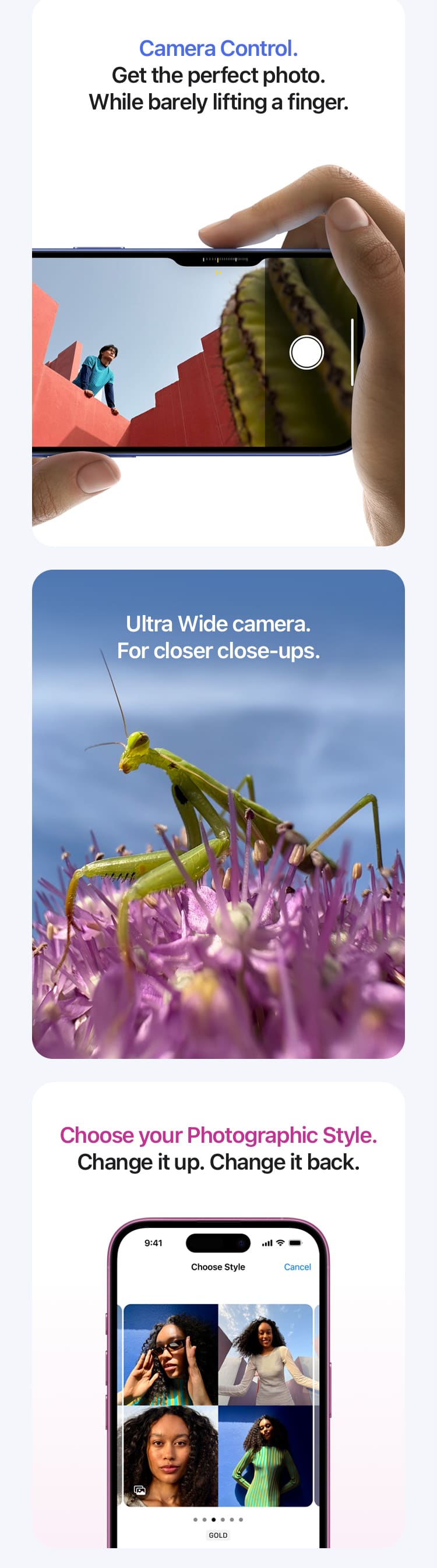 iPhone 16: Camera Control, Ultra Wide camera, various photographic styles to choose from - Singtel