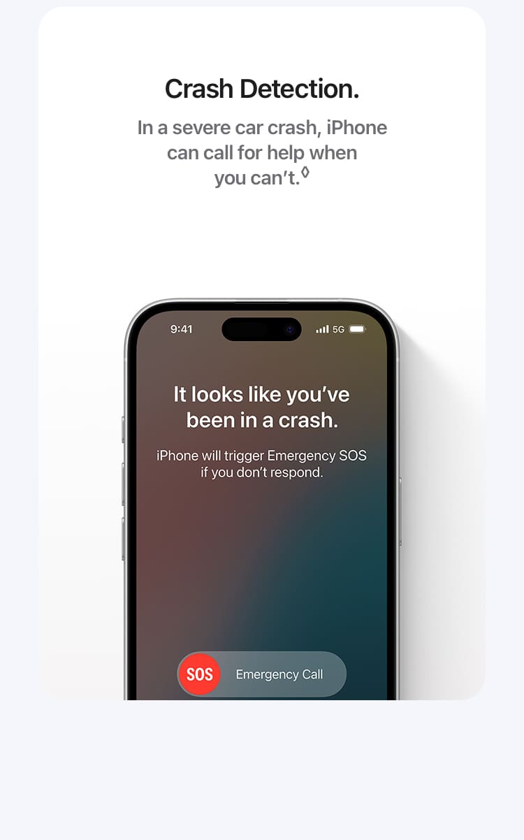 Emergency SOS available in iPhone 16 & 16 Plus. Crash detection available for iPhone 16 pro - Singtel