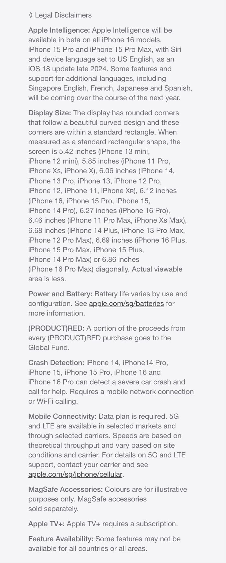 iPhone 16 - Legal Disclaimers