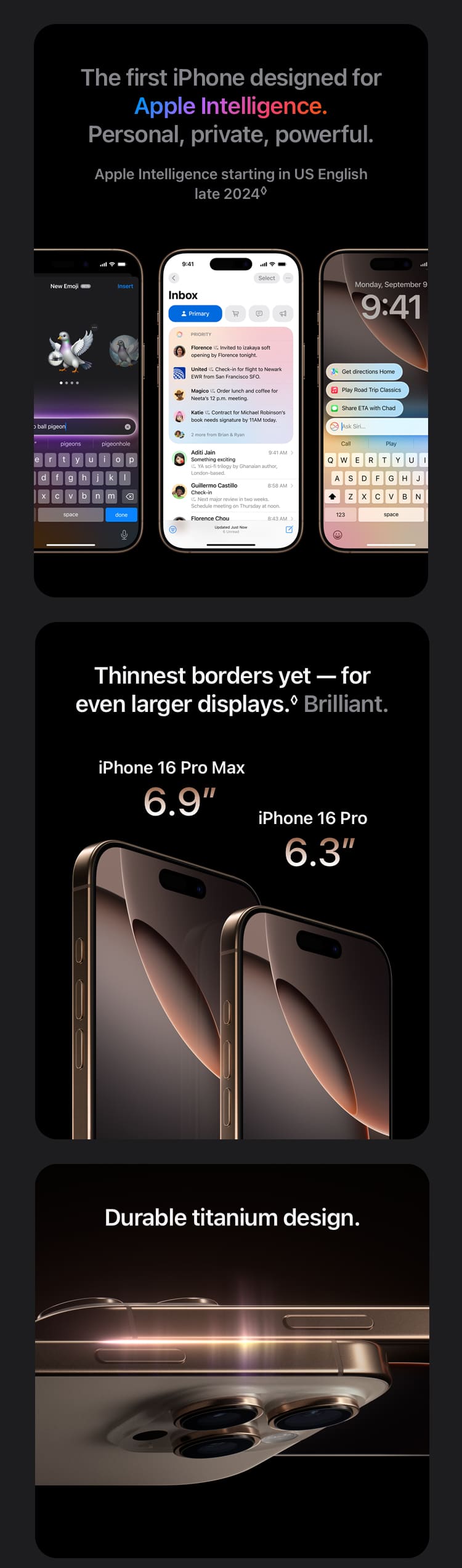 iPhone 16 Pro: Apple Intelligence (AI), thinner borders, larger displays with durable titanium design - Singtel
