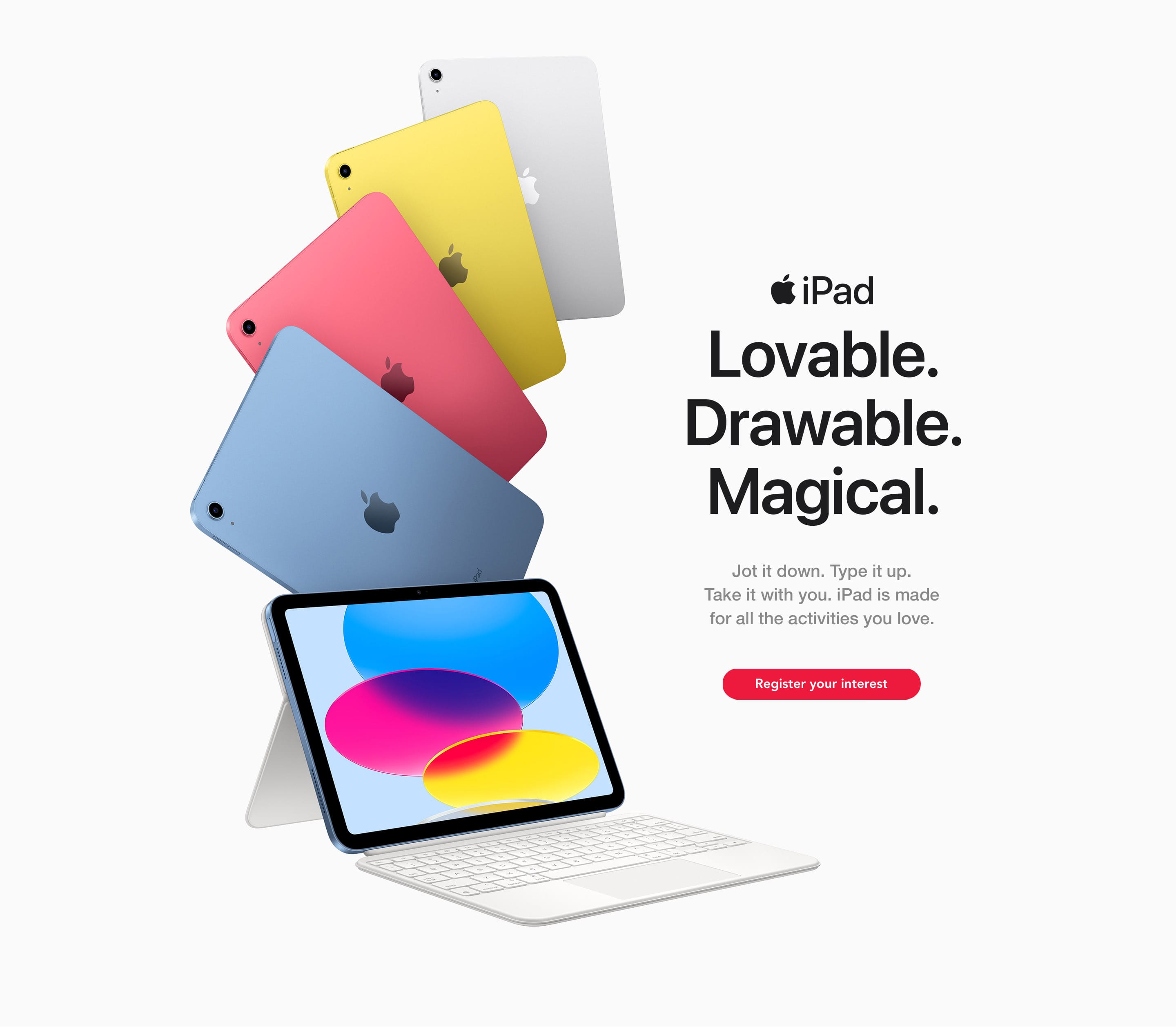 Jot it down. Type it up. Take it with you. iPad is made for all the activities you love.