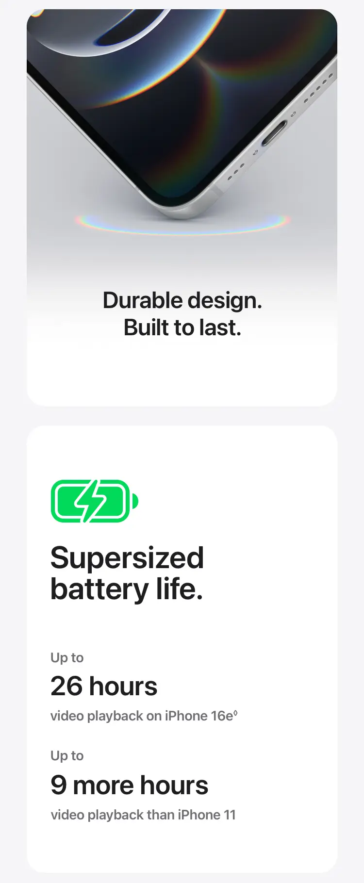 Durable design. Built to last. Supersized battery life.