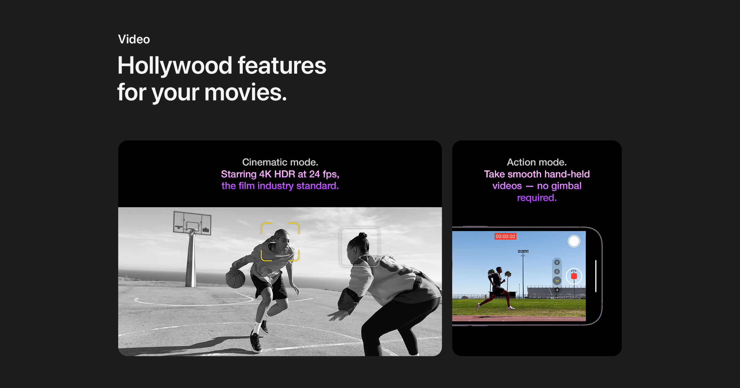 iPhone 14 specs with cinematic video feature and supports smooth hand-held videos even in action - Singtel