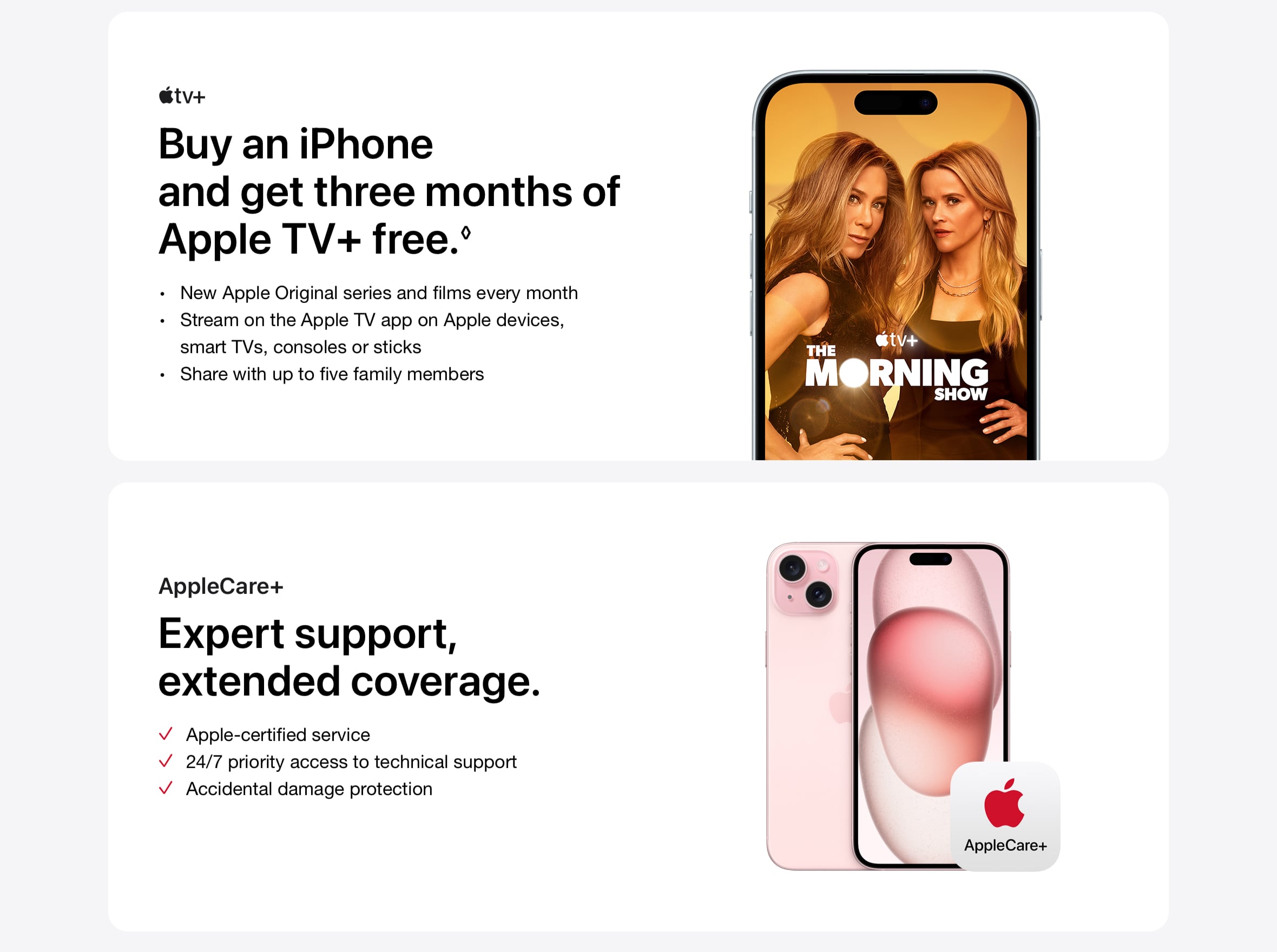 Buy a new iPhone 15 and get 3 months of Apple TV+ free. AppleCare+ offers expert support and extended coverage. - Singtel