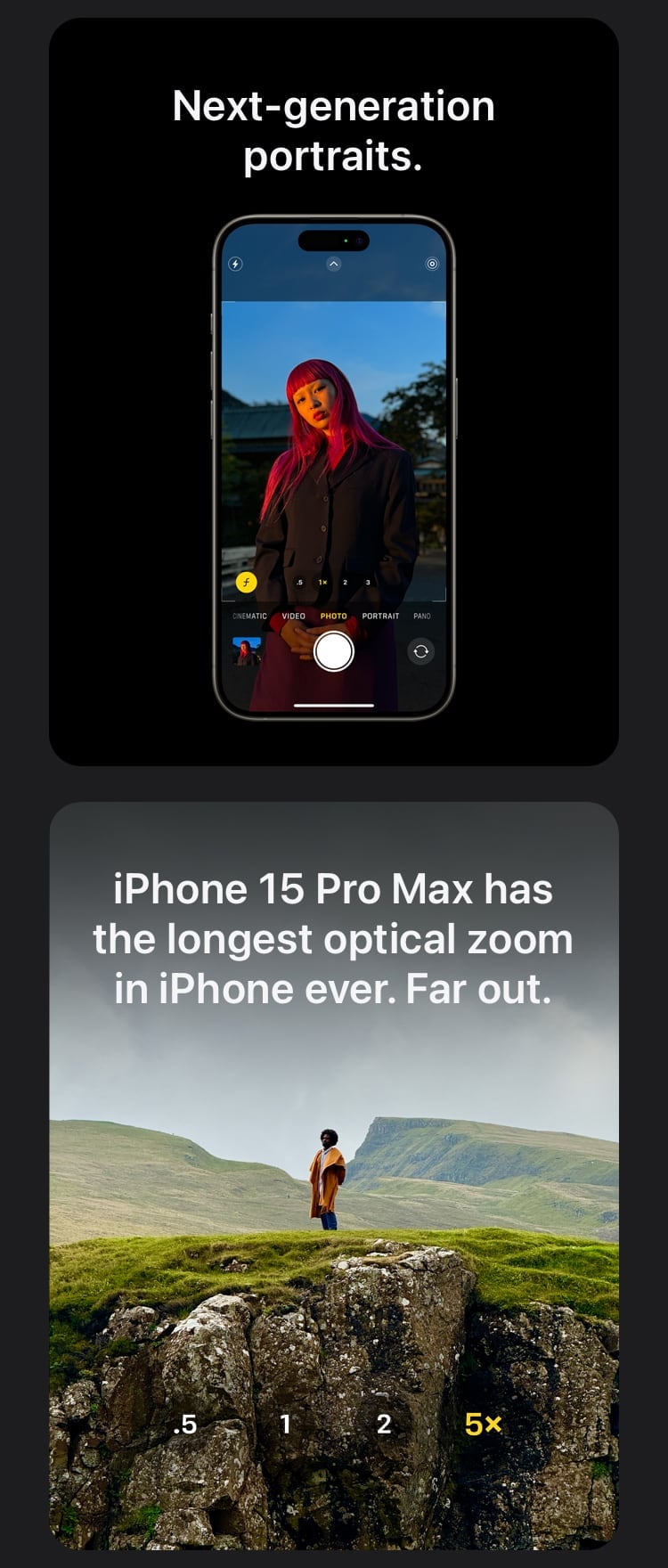 iPhone 15 Pro Max Camera for ultimate portraits with unmatched zoom - Singtel