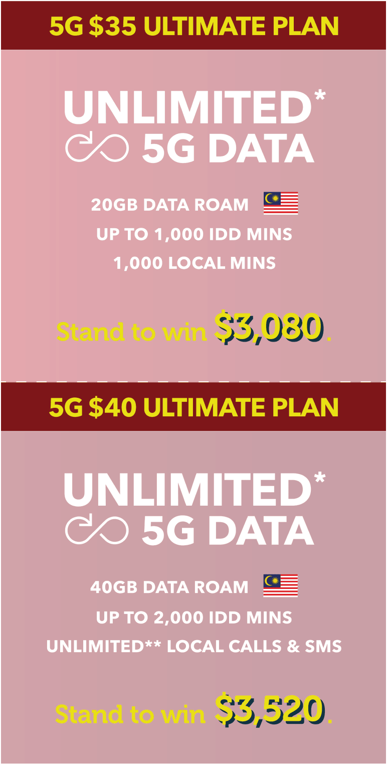 Top up on 5G $35 or $40 Ultimate Plan to stand to win $3,080.