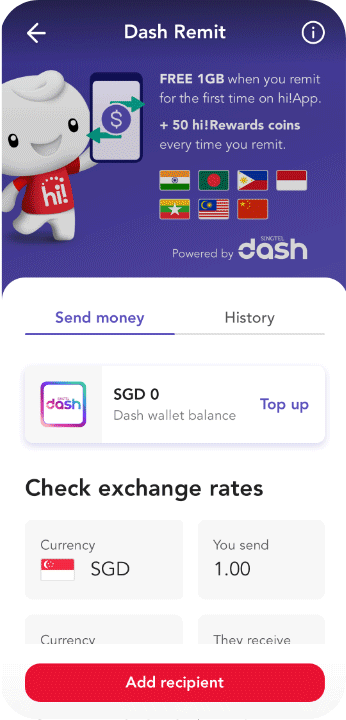 how to add a recipient to remit on hi App - guide