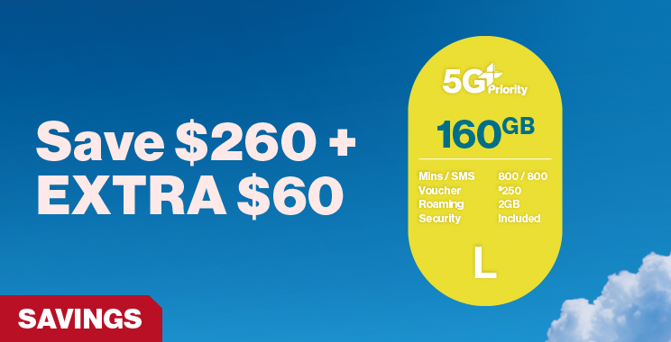 Celebrate SG60 with Singtel's deals: SAVE $260 + EXTRA $60 instantly when you sign up for a new 5G+ Priority L phone plan