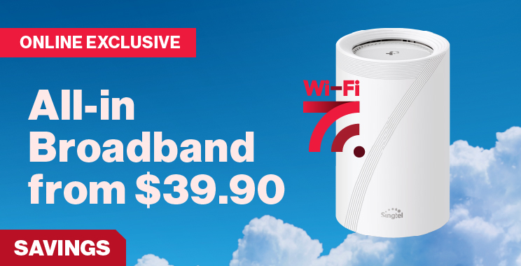 Singtel's SG60 Online Exclusive deal: Enjoy affordable All-in WiFi 7 Broadband plans from only $39.90