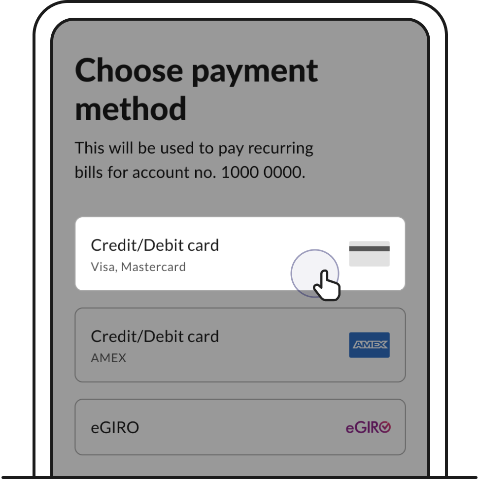 Select “Credit/Debit card” as your payment method