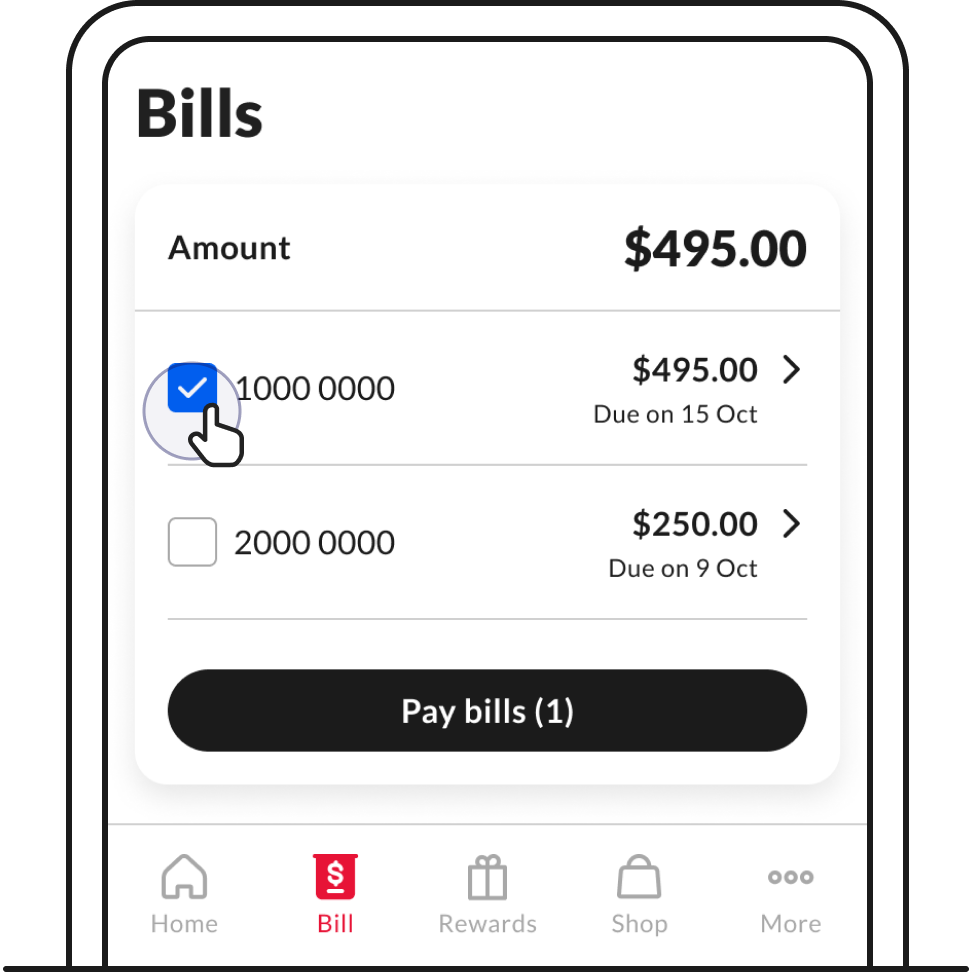 Select the Singtel account you wish t to set up eGIRO for - Singtel eGIRO