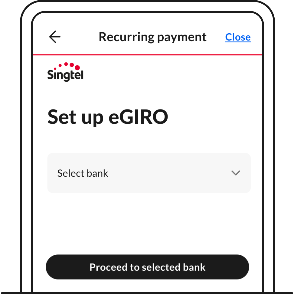 Select your bank, and you'll be brought to their website to complete your eGIRO setup – Singtel eGIRO