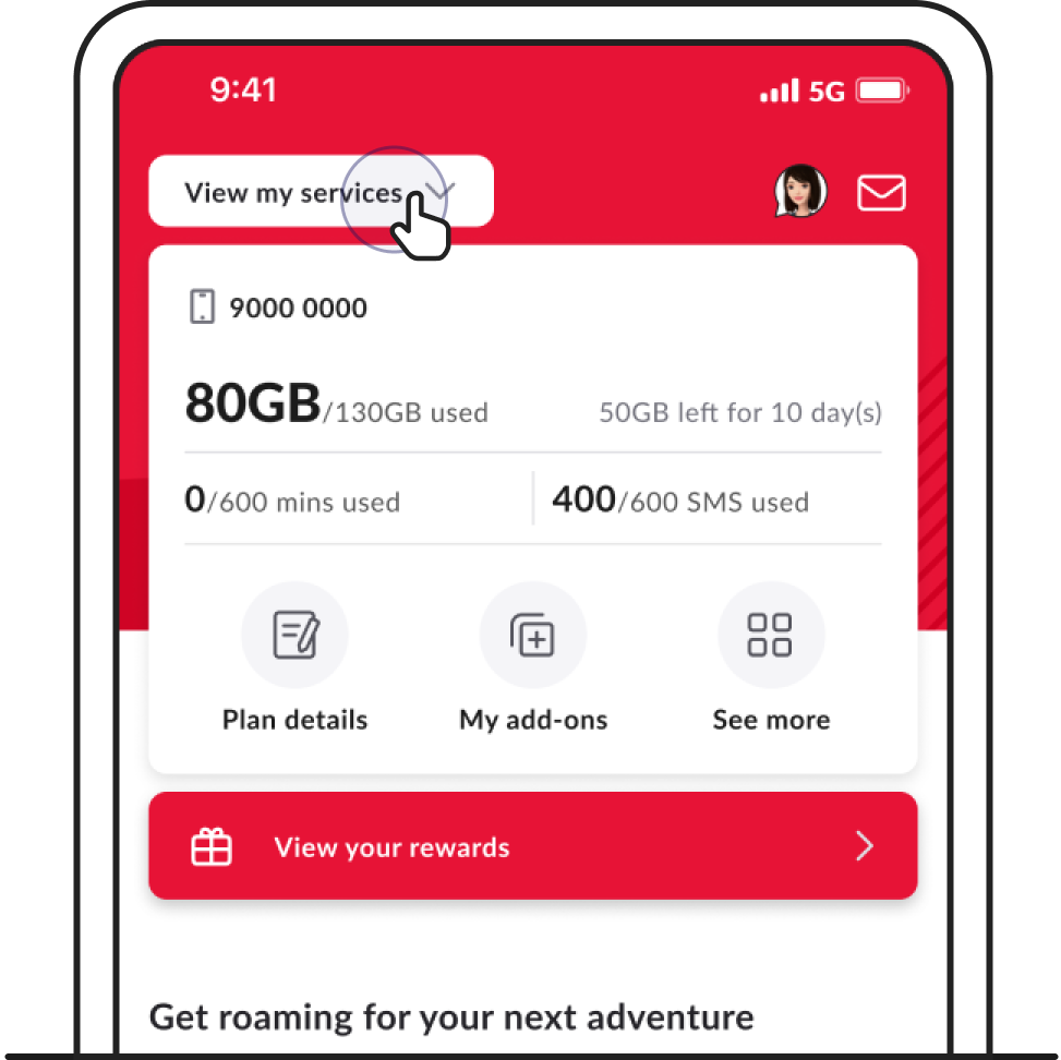 On My Singtel app, tap on 