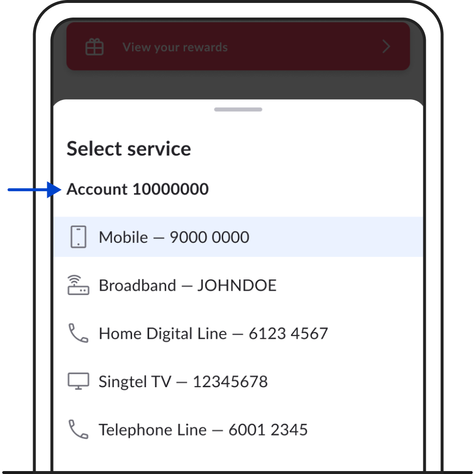 On your Singtel bill, you'll be able to find your Singtel account number under 