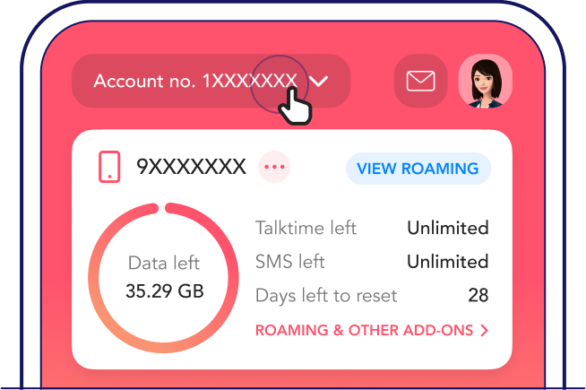 Tap on Account number to switch to broadband service - Singtel broadband support