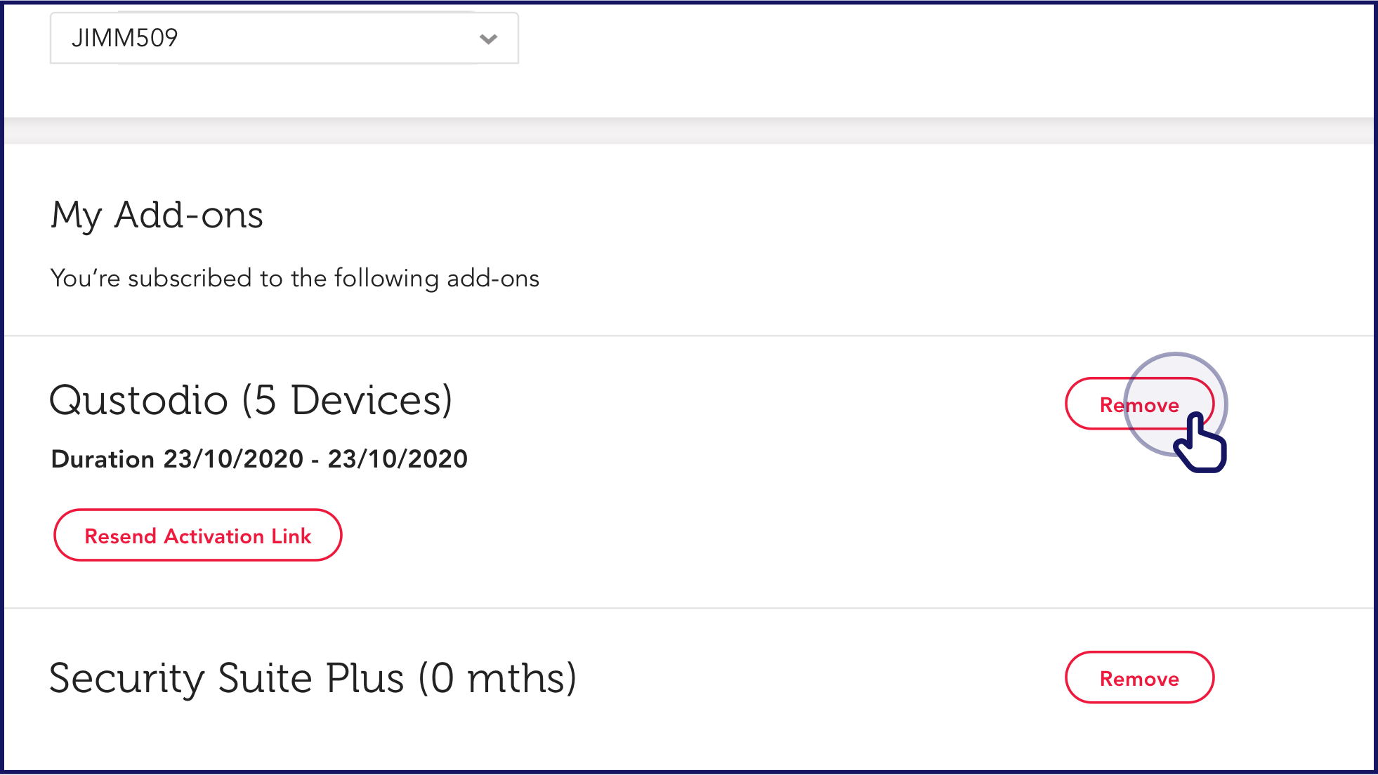 Click to remove add-on - Singtel broadband support