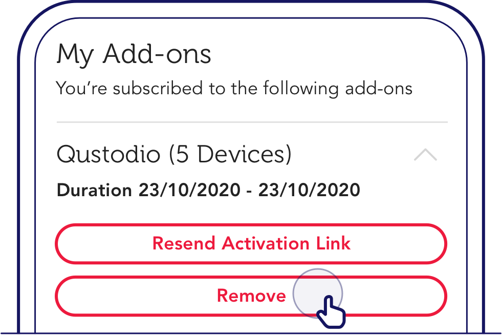 Tap remove to unsubscribe from selected add-on - Singtel broadband support