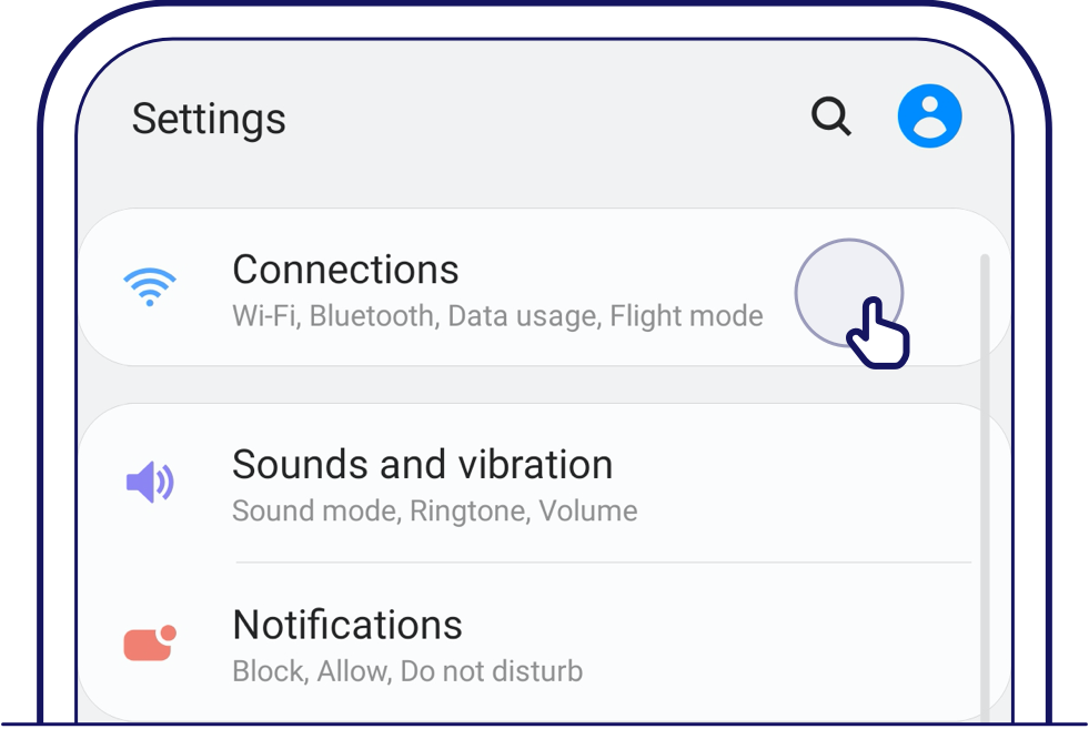 Tap on 'Connections' under Android mobile settings - Singtel Roaming Support