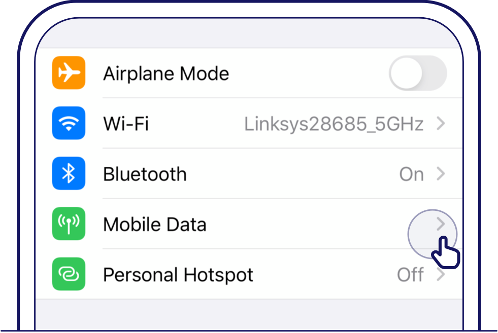 Tap on 'Mobile Data' under Apple mobile settings - Singtel Roaming Support