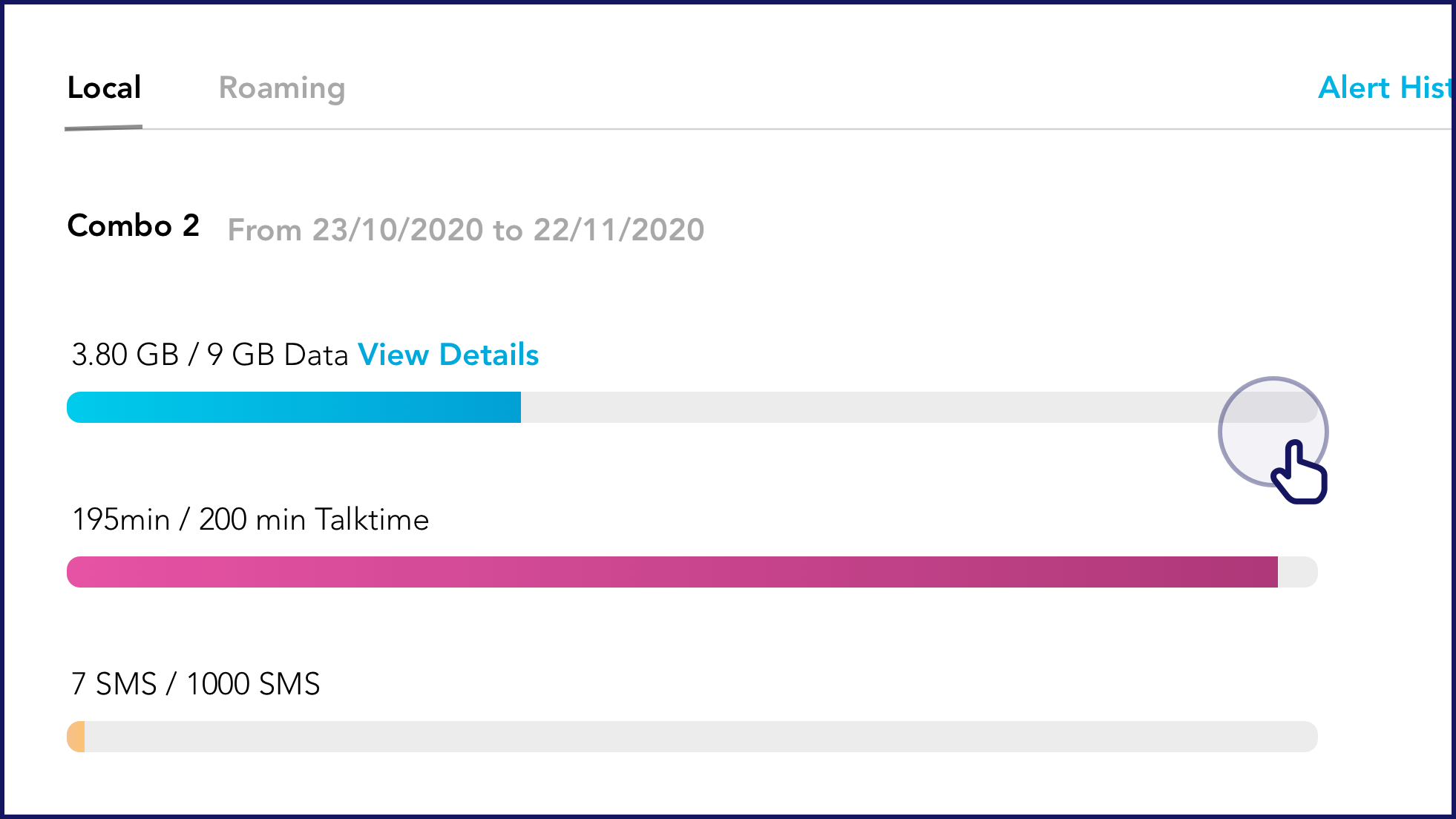 To view detailed breakdown, click on 'View Details' - Singtel Support