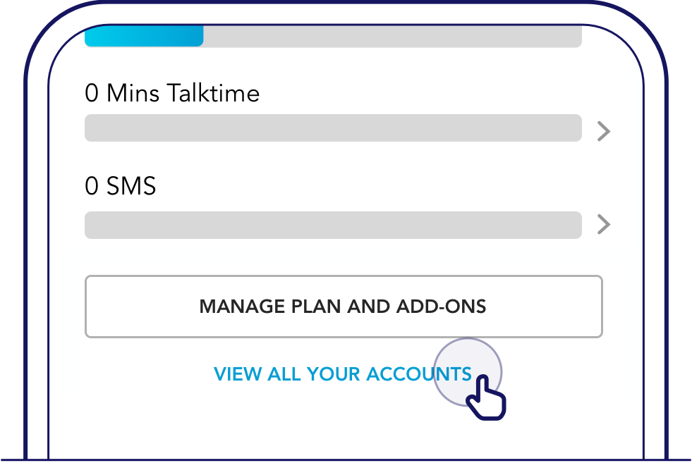 Scroll down and tap on 'View all your accounts' to check data usage for other mobile lines - Singtel Support