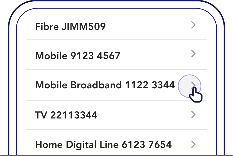 Example of detailed breakdown of your accounts on My Singtel app