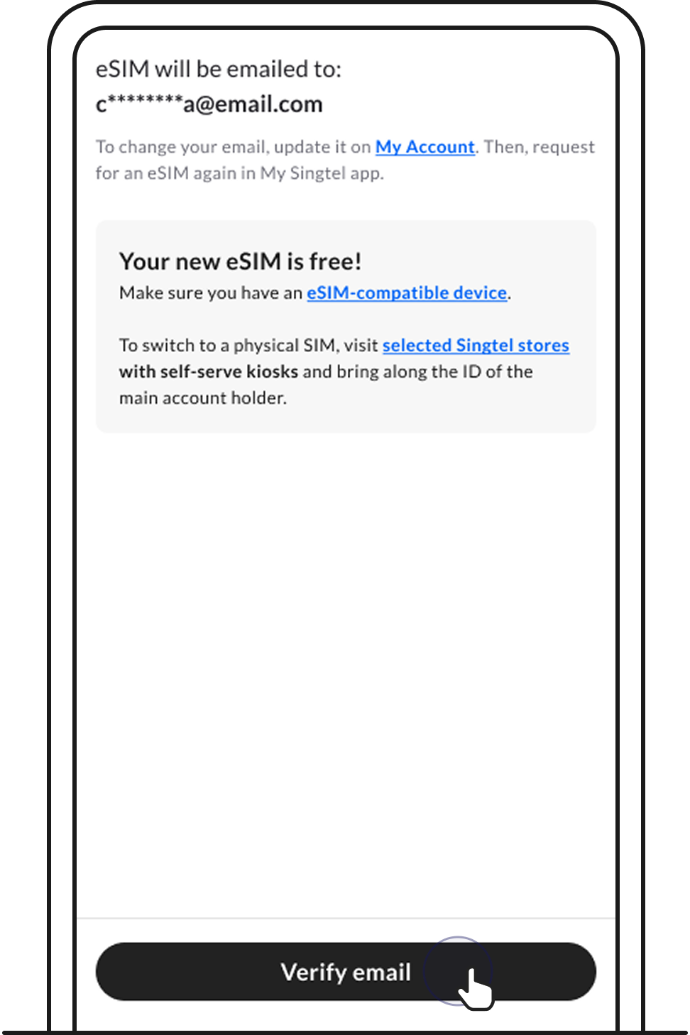 Verify the email we're sending your eSIM to.