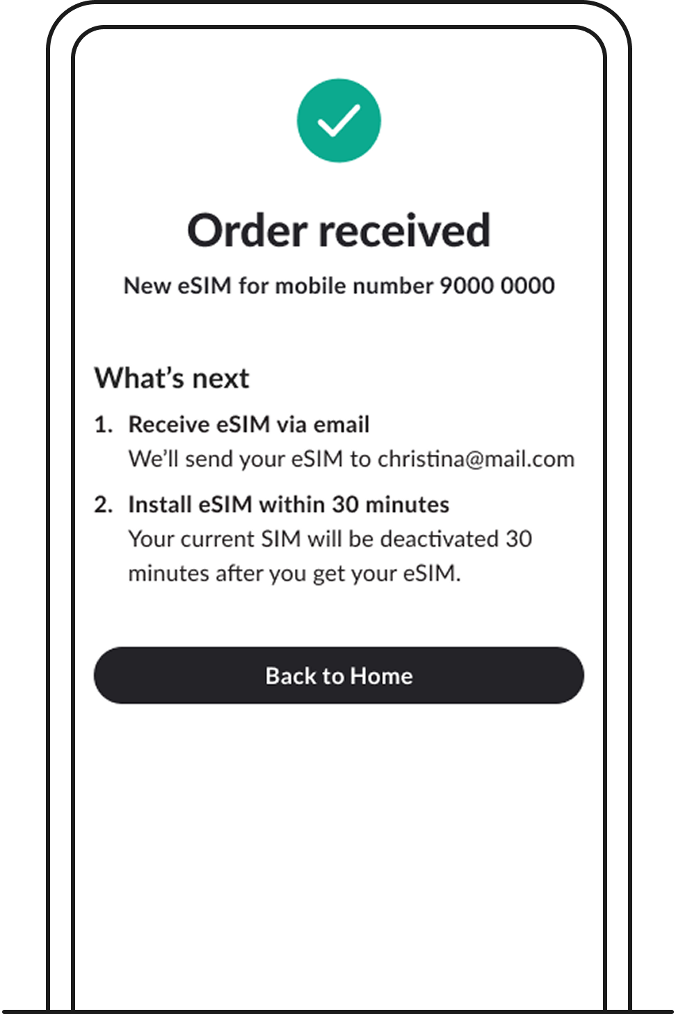 Look out for eSIM installation email