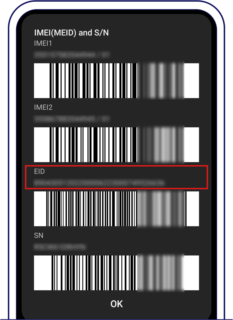 If it is eSIM-compatible, you will be able to see the eSIM unique identification number (EID) of your device – Singtel eSIM