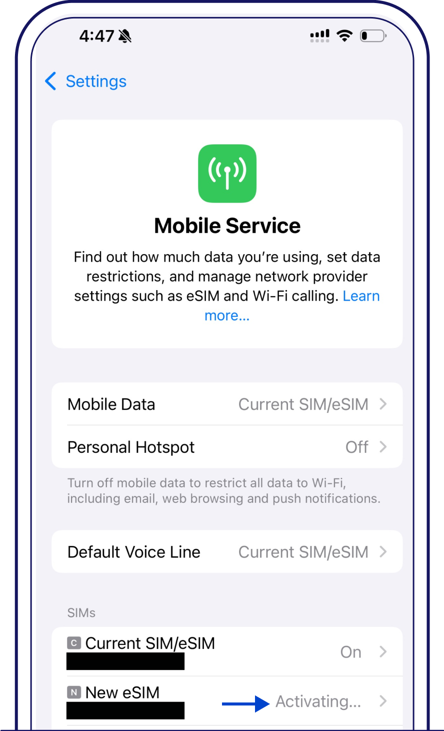 Stuck at “activate eSIM” screen on iOS device – Singtel eSIM
