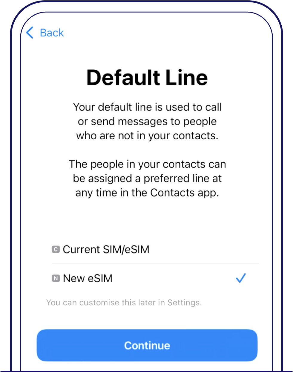 Choose your default mobile line – Singtel eSIM