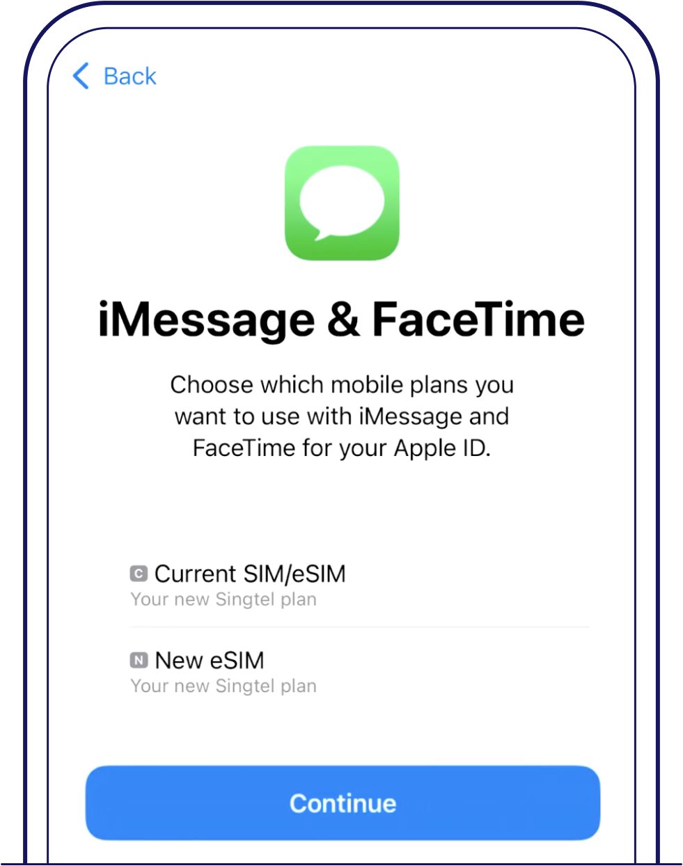 Choose which mobile line to use with iMessage and FaceTime – Singtel eSIM