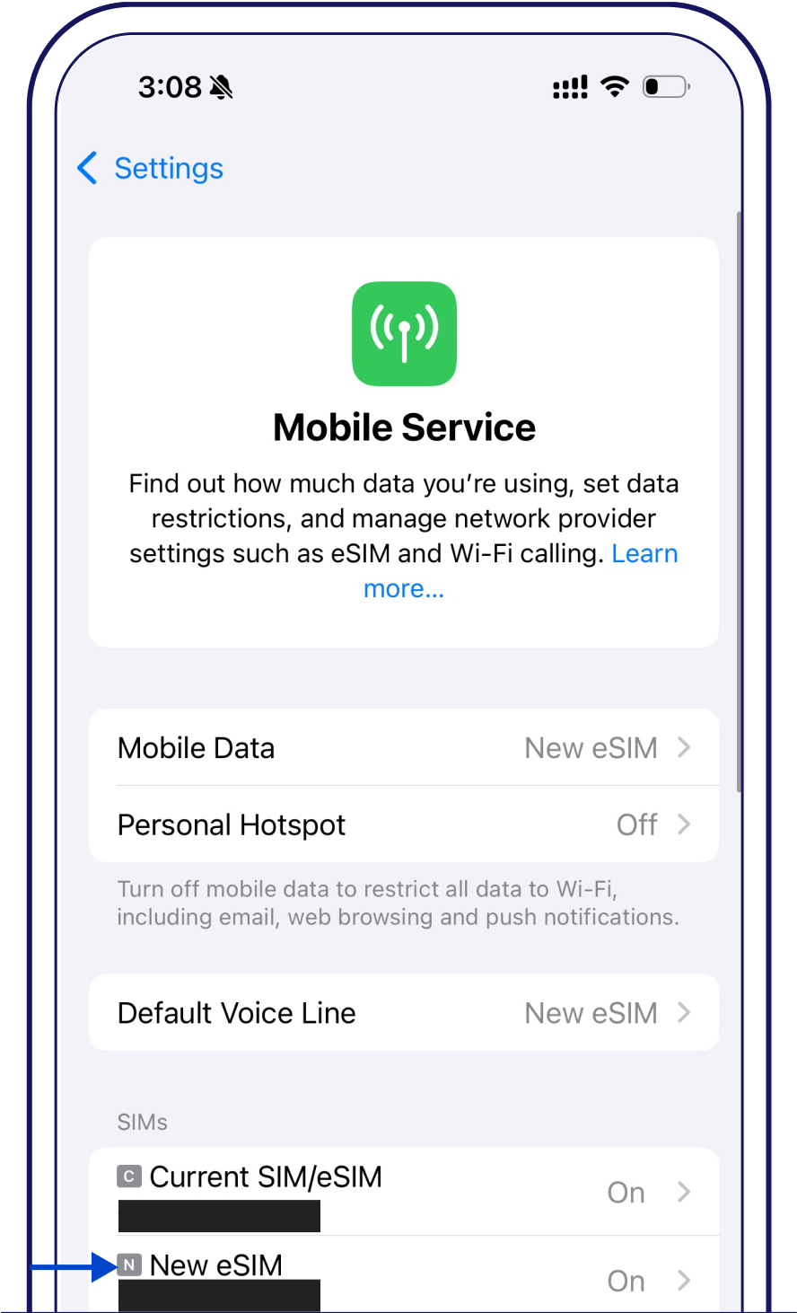 Make sure the SIM you have enabled in your device matches the ICCID of that in your Service Agreement email – Singtel eSIM