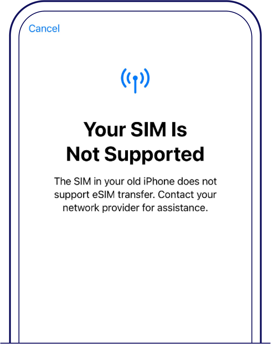 Receive “your SIM is not supported” message on iOS device – Singtel eSIM