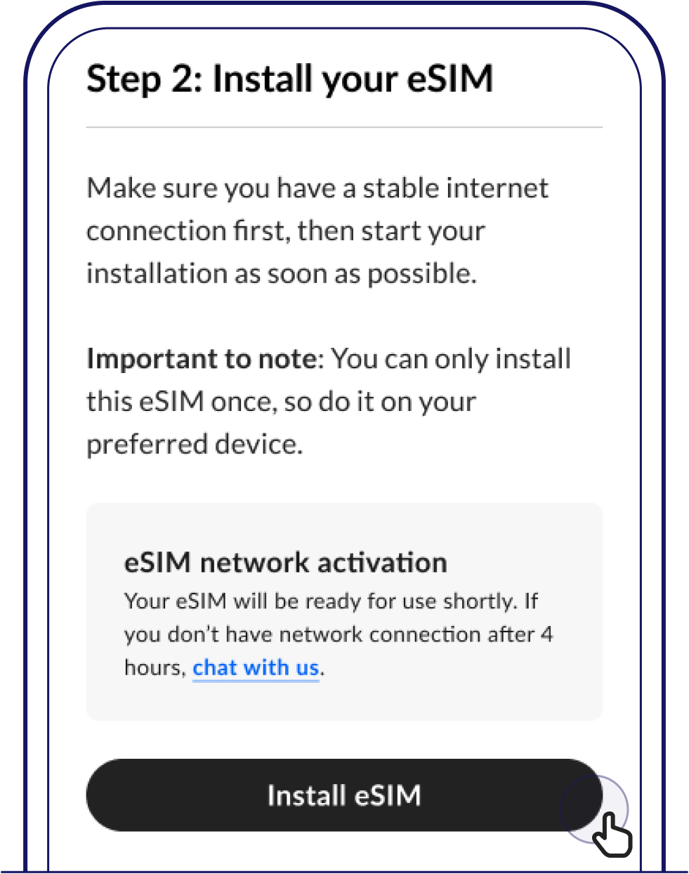 Scroll down to “Step 2: Install your eSIM” and click on “Install eSIM” button – Singtel eSIM