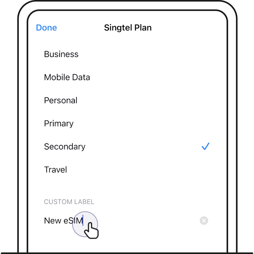 Give your new eSIM a name so you can identify it - Singtel eSIM