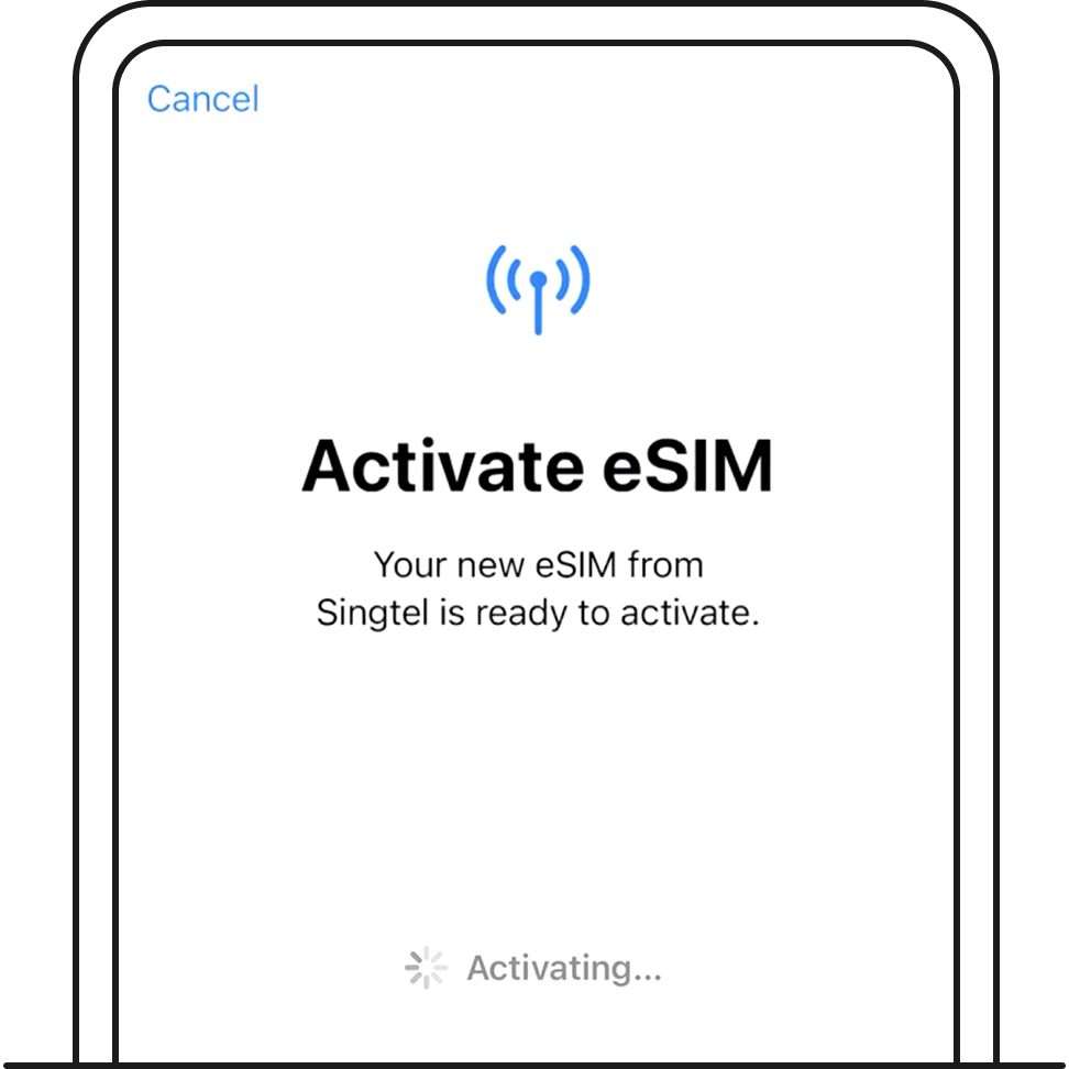 If you're stuck on this screen, learn more about possible reasons why - Singtel eSIM